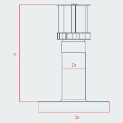 Technische Zeichnung Flachdach-Lüfter als Sanierungs-Lüfter mit Zwangsentlüftung