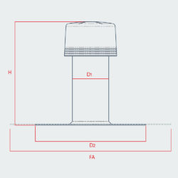 Technische Zeichnung Flachdachlüfter Nexo Fix als Kaltdachlüfter mit Wetterschutzkappe