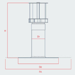 Technische Zeichnung Flachdachlüfter Nexo Fix als Sanierungslüfter mit Zwangsentlüftung